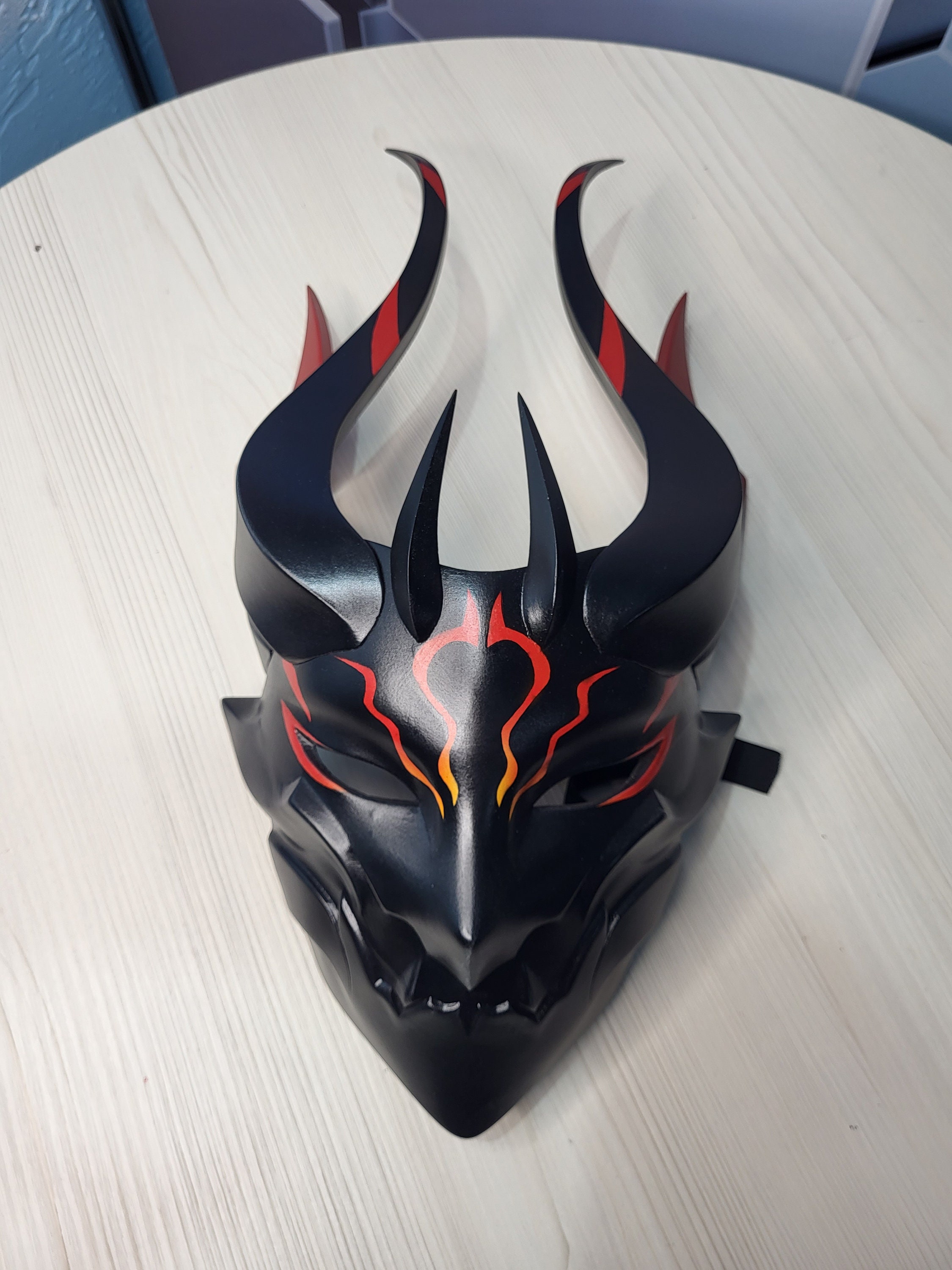 Demon Black Mask With Horns FINISHED&PAINTED - Etsy