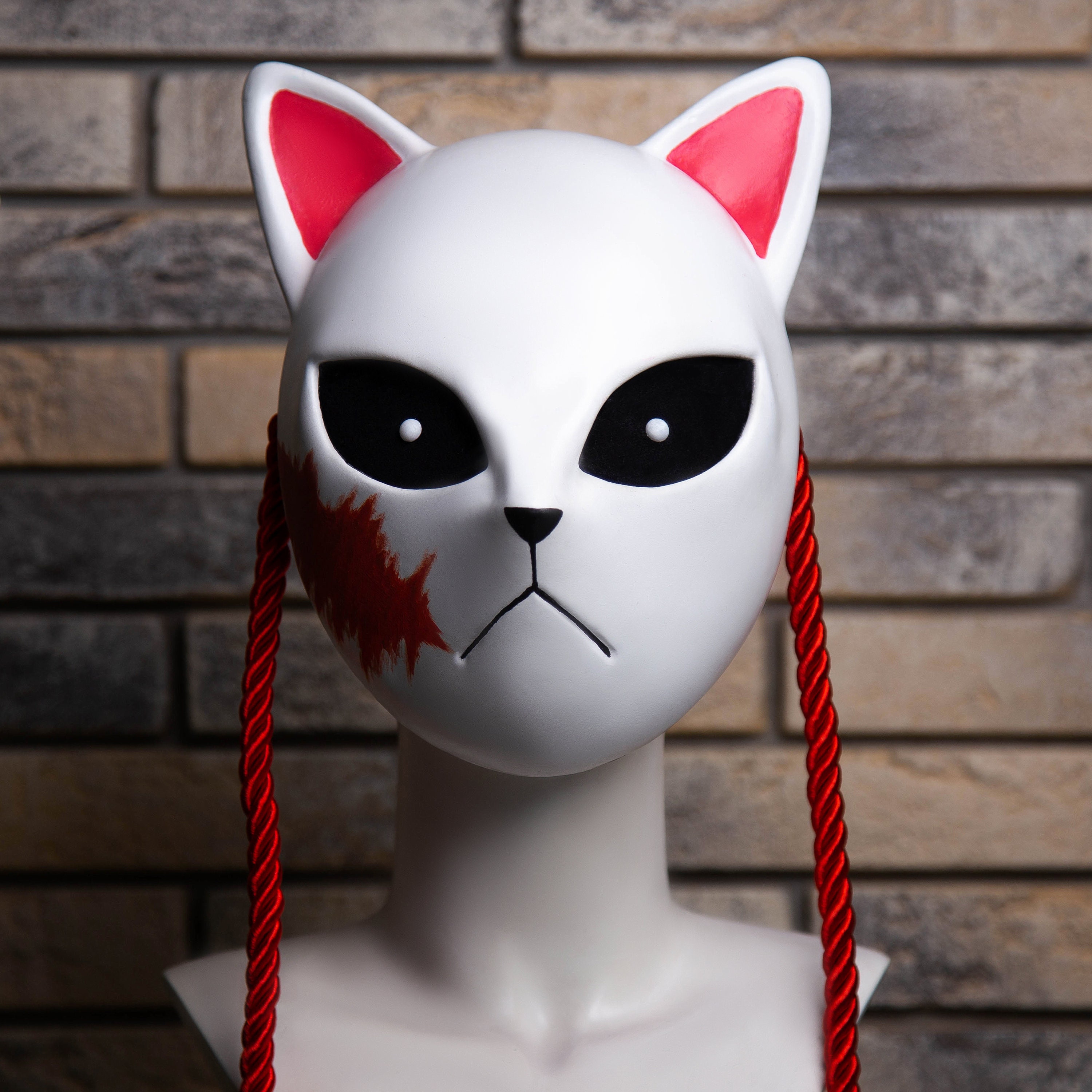 Japanese Kitsune Fox Demon Mask With Scar FINISHED&PAINTED - Etsy