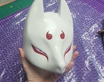 Máscara de demonio zorro kitsune japonesa / TERMINADA Y PINTADA