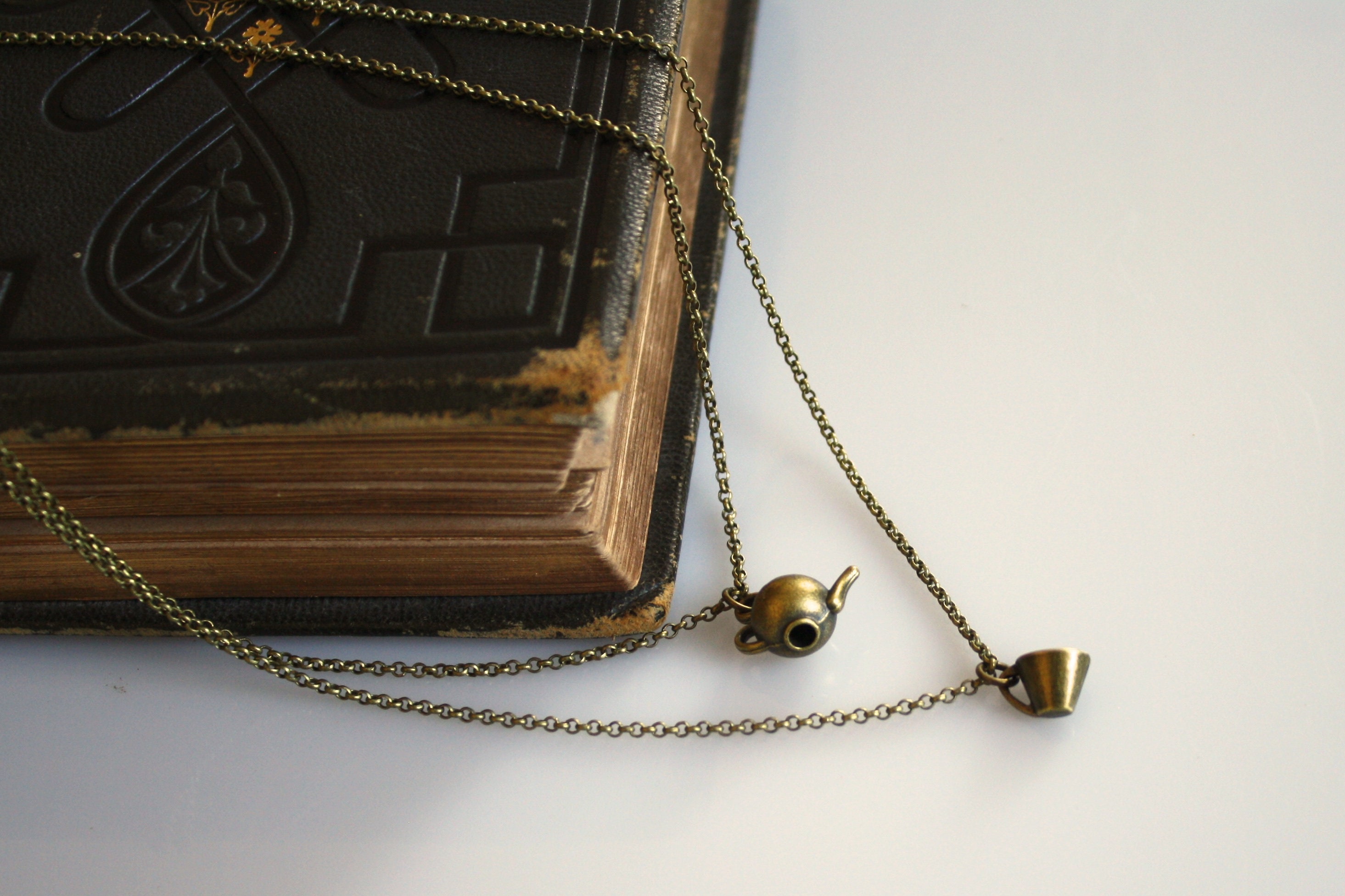 Set of Teapot and Teacup Necklaces Layering Necklace Coffee Etsy