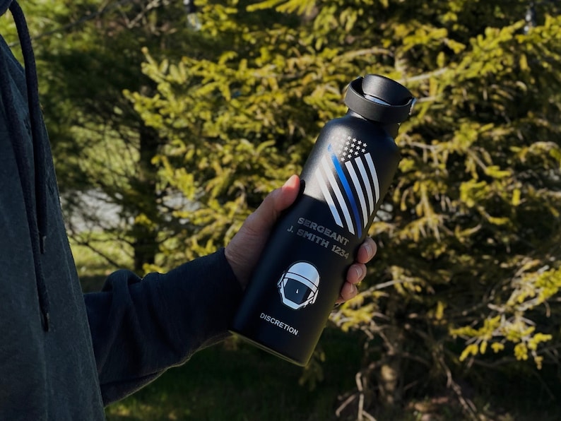 Personalized Thin Blue Line Water Bottle Gifts for Law Etsy