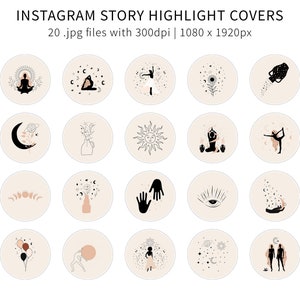 Mystical Spiritual Instagram Story Highlight Covers | Mindfulness Yoga Icons | Wellness & Celestial Social Media Art