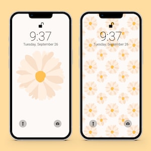 iPhone Wallpaper Set | Pastell Daisy Blumenmuster | Minimalist Blumen Hintergrund | Sofortdownload | High-Res Kunst | Frühlings Design
