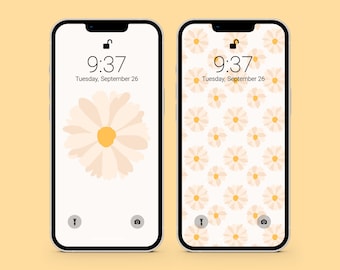 iPhone Wallpaper Set | Pastel Daisy Flower Pattern | Minimalist Floral Phone Background | Instant Download | High-Res Art | Spring Design