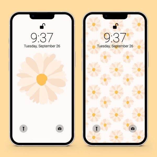 iPhone Wallpaper | Daisy Phone Wallpaper Minimalist | Set of 2 | Flower Pattern | Instant Download | iPhone Wallpaper Aesthetic