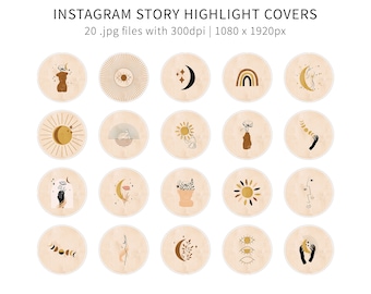 Celestial Mystical Instagram Highlight Covers | Modern Theme Icons for Social Media | Aesthetic Highlight Icons for Bloggers & Influencers