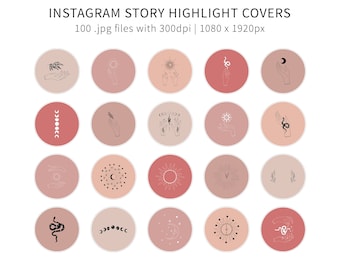 Celestial Magic Instagram Story Highlight Covers | Witchy Symbols | Pink Shades | Mystical Snakes | Social Media Icons
