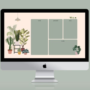 Desktop Wallpaper Organizer for Plant Lovers | Minimalist Laptop Background | iMac, MacBook, Windows | Houseplant Theme | Instant Download