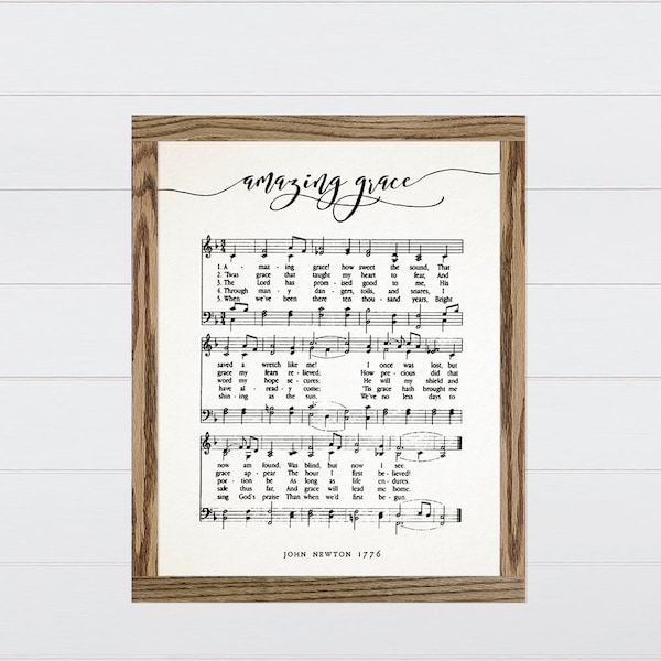 Amazing Grace Music Sheet - Amazing Grace Music Sheet Farmhouse Decor