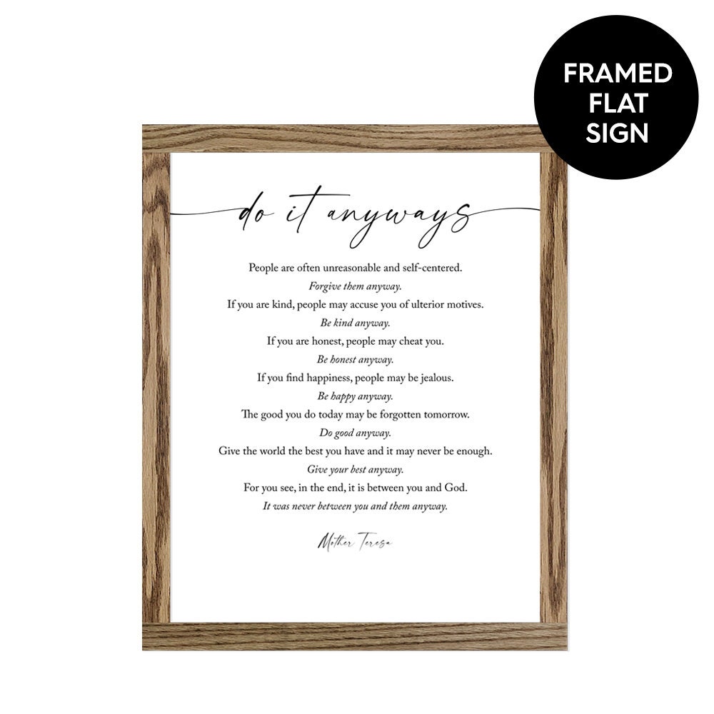 Do It Anyways Word Wall Hanging Poem Wall Art Etsy UK