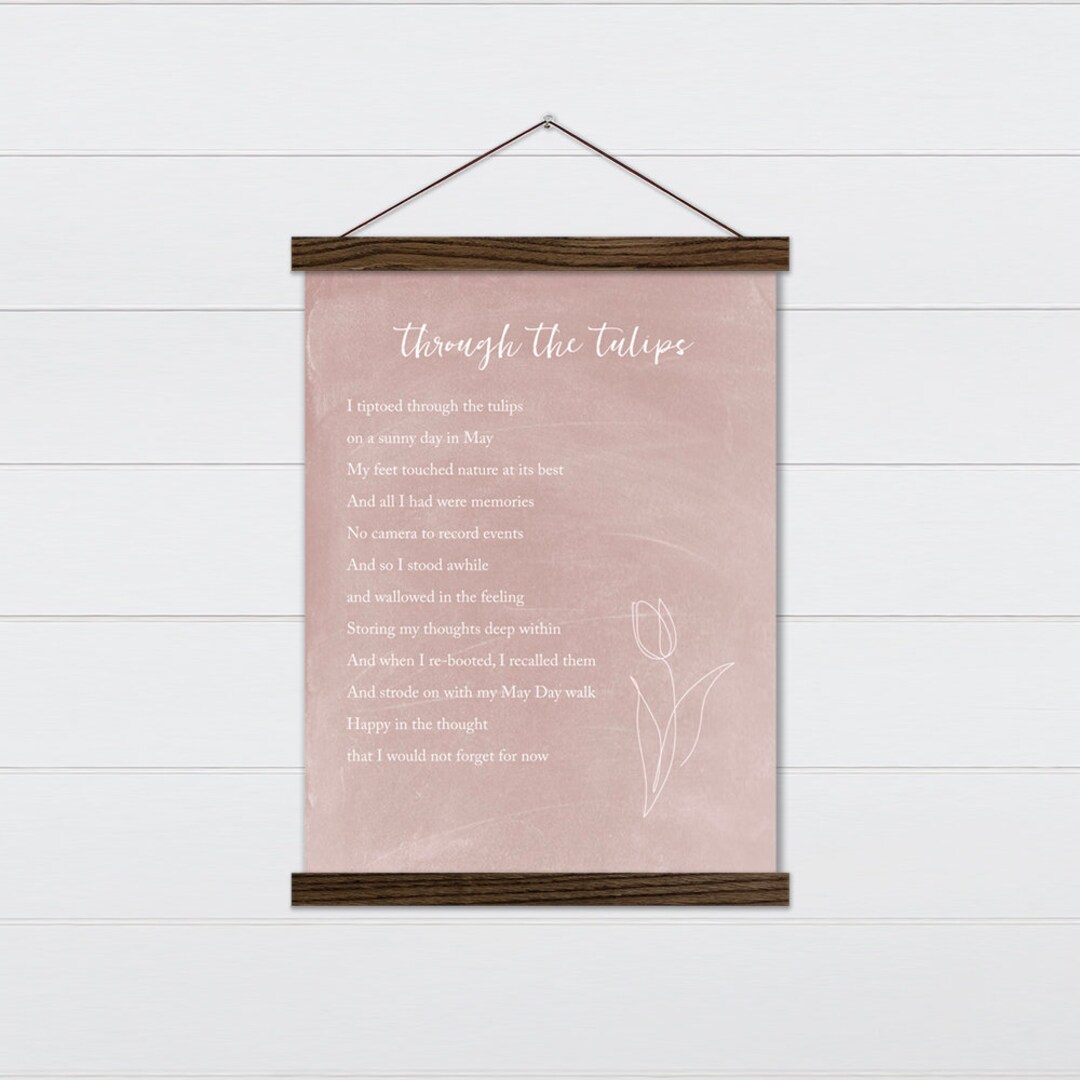 Tulip Poem Wall Art Flower Poem Wall Hanging Farmhouse Flower Wall