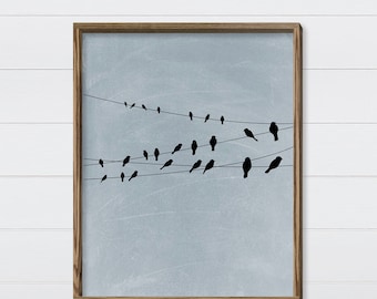 Birds on a Wire Wall Art - Birds on a Wire Silhouette Wall Hanging - Front Entry Wall Decor