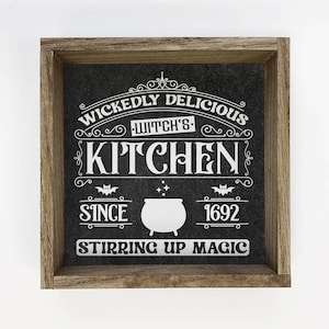 Vintage Halloween Sign - Witch Kitchen - Wickedly Delicious - Halloween Sign Decor