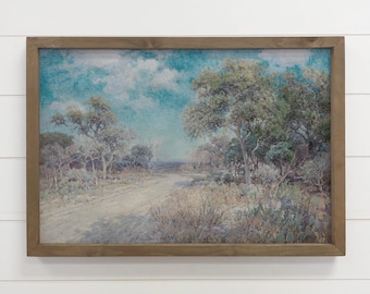Texas Handmade Frame - Texas Dirt Road - Landscape Canvas Art - Wood Framed Decor