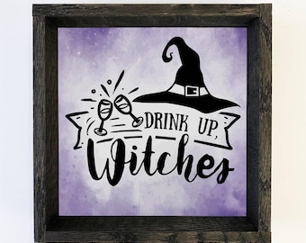 Brujas que beben - Arte de palabras lindo de Halloween - Letrero de Halloween