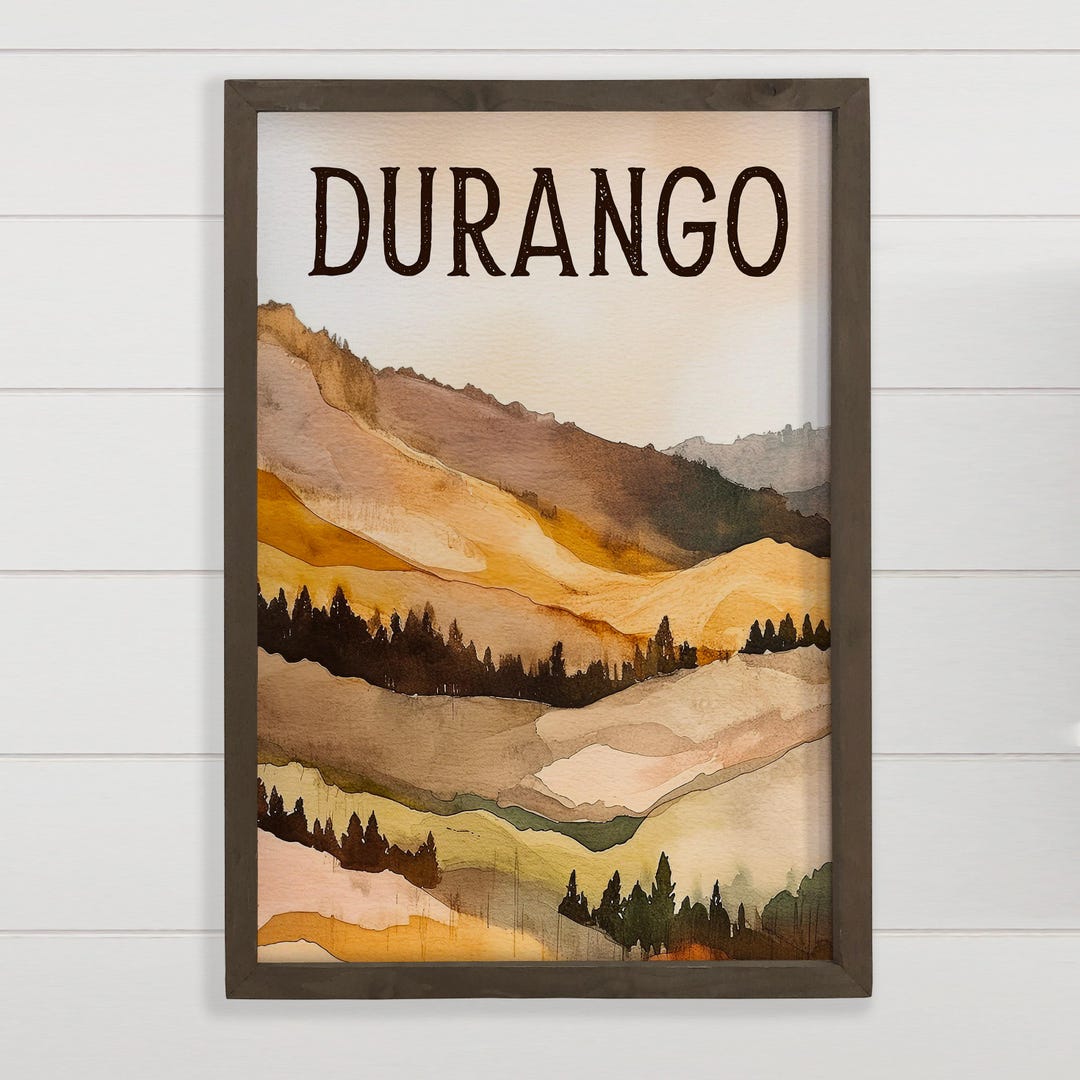 Custom City Wall Art - Tan Mountains - Durango Custom Sign - Wood ...