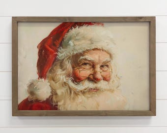 空飛ぶそりに乗ったヴィンテージサンタ - クリスマスキャンバスアート