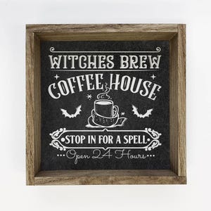 Small Wood Sign - Witches Brew Coffee House - Kitchen Halloween Decoration