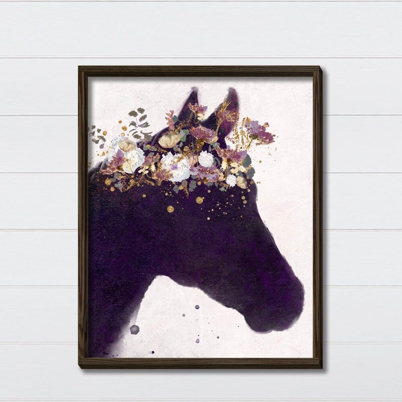 Horse & a Flower Crown Wall Art Farmhouse Silhouette Wall Etsy