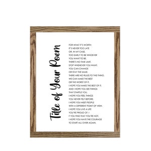 Side Title Poem Custom Word Art - Custom Poem Wall Hanging - Meaningful Custom Poem Gifts