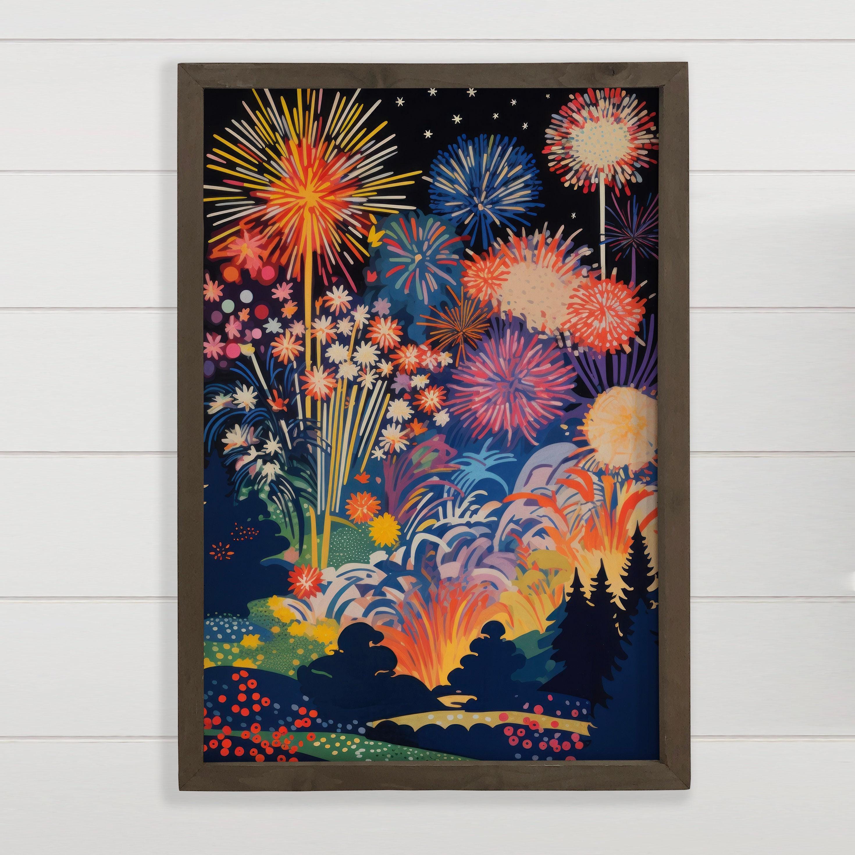 独立記念日のウォールアート - 花火大会 - 花火のキャンバスアート