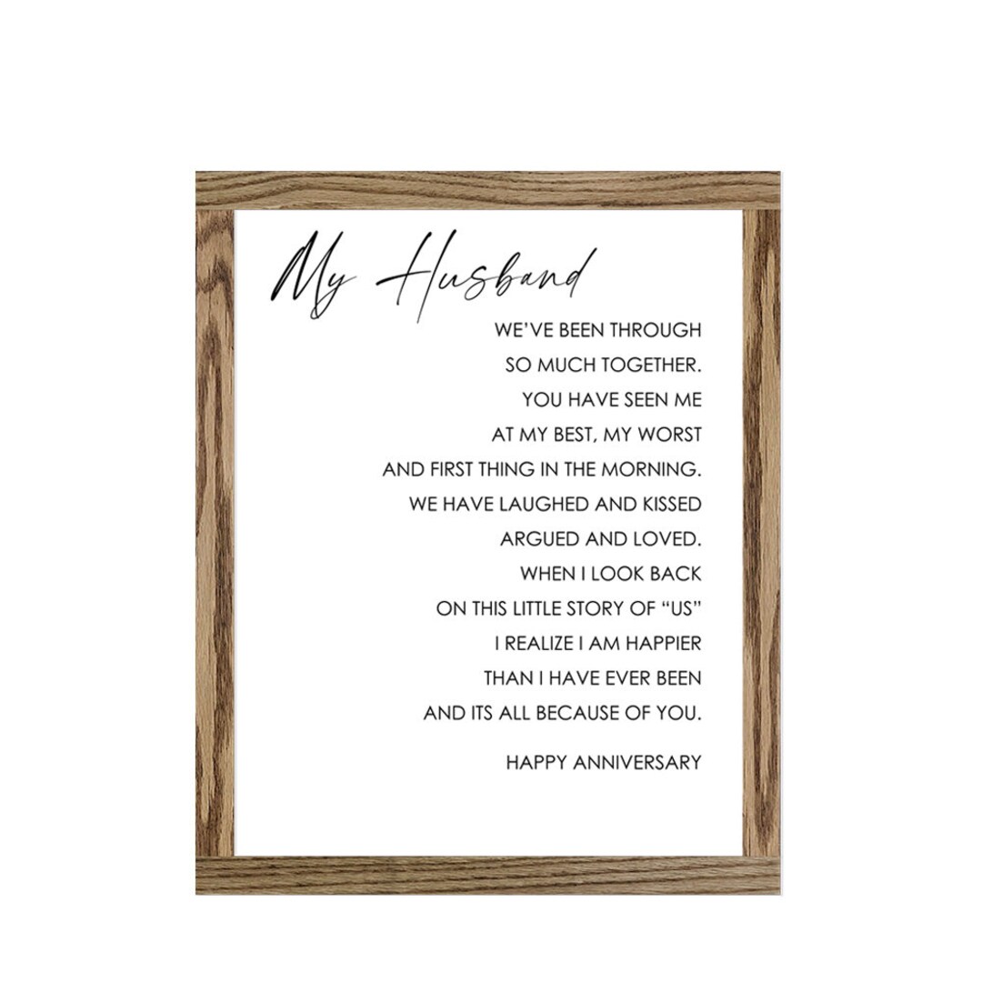 To My Husband Poem Wall Art - Anniversary Poem - Love Poem Wall Hanging ...