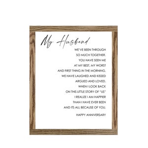 To My Husband Poem Wall Art - Anniversary Poem - Love Poem Wall Hanging