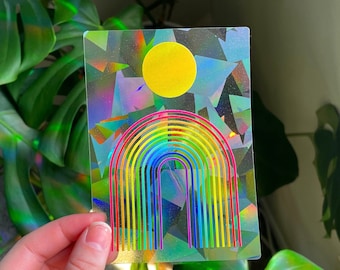 Rainbow Sun Suncatcher Sticker: Removable Window Decal, Rainbow Maker