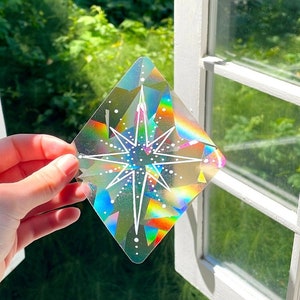 Suncatcher ~ Bursting White Star Sun Catcher ~ Mystical Suncatcher ~ Boho Gifts ~ Refracting Light Sticker