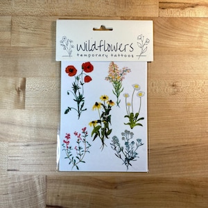 Colorful Wildflower Temporary Tattoos: Botanical Boho Tattoo