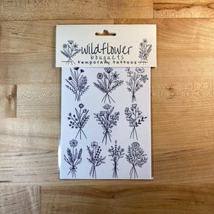 Wildflower Bouquet Temporary Tattoos: Boho Floral Sheet