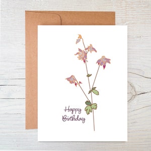 Cartão de sementes de flores silvestres ~ Cartão de feliz aniversário ~ Flores silvestres roxas ~ Cartão de sementes plantáveis ~ Em branco por dentro