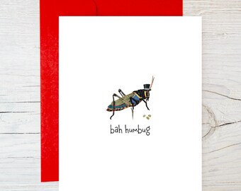 Bah Humbug Christmas Card ~ Blank Inside Holiday Card ~ Minimalist Card ~ Eco Friendly Card ~ Sustainable Card