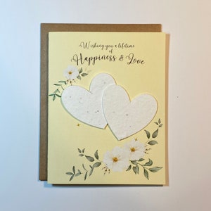 Carte coeur à planter ~ Carte de mariage ~ Carte de botanique ~ Carte de mariage de fleurs sauvages ~ Intérieur vierge ~ Respectueux de l'environnement ~ Durable