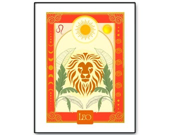 Zodiac Leo Art Print: Celestial Astrology Wall Art
