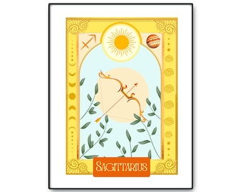Boogschutter Zodiac Art Print: muurkunst hemelse astrologie