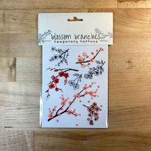 Blossom Branches Temporary Tattoos: Floral Boho Fake Tattoos