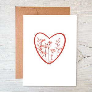 Cartão de Semente de Flores Silvestres | Cartão de Amor | Cartão de Dia dos Namorados | Cartão Plantável | Cartão Botânico | Cartão de Coração de Flor | Cartão Sem Árvore | Cartão de Amizade