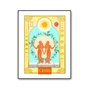 Zodiac Gemini Art Print ~ Celestial Print ~ Astrology Wall Art ~ Eclectic Art ~ Etherial Art