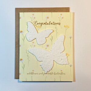 Carte papillon à planter ~ Félicitations ~ Carte botanique ~ Carte nouveau-né fleurs sauvages ~ Intérieur vierge ~ Respectueux de l'environnement ~ Durable