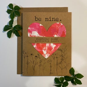 Plantbare liefdeskaart ~ milieuvriendelijke kaart ~ hartkaart wilde bloemenzaad ~ Feed the Bees ~ Be Mine ~ Duurzame kaart ~ Valentijnskaart