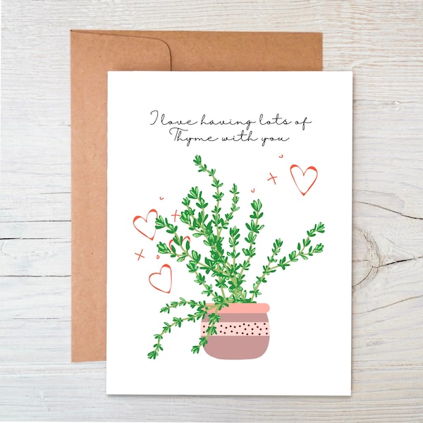 Plantable Love Card, Herb Seed Card, Botanical Greeting Card, Thyme Card, Friendship Card, Eco Friendly Recycled Sustainable