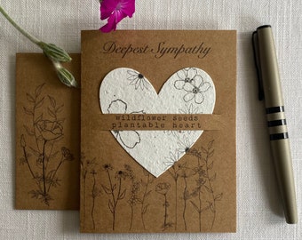 Deepest Sympathy Seed Card ~ Wildflower Condolences Card ~ Botanical Sympathy Card ~ Plantable Seed Card