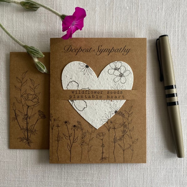 Deepest Sympathy Seed Card ~ Wildflower Condolences Card ~ Botanical Sympathy Card ~ Plantable Seed Card