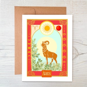 Astrologie verjaardagskaart ~ ram ~ ram ~ hemelse wenskaart ~ dierenriemkaart ~ blanco binnenkant ~ milieuvriendelijk ~ boomvrij