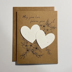 Cartão de coração plantável ~ Cartão de casamento ~ Cartão botânico ~ Cartão de casamento de flores silvestres ~ Em branco por dentro ~ Ecológico ~ Sustentável ~ Rústico