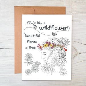 Plantable Wildflower Seed Card: Botanical Greeting, Eco-Friendly - &quot;She&#39;s Like a Wildflower&quot;
