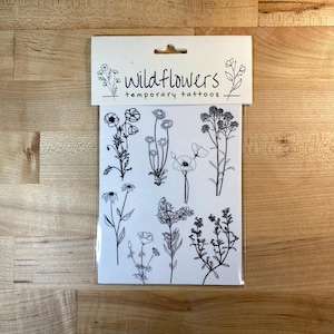 Wildflower Temporary Tattoos: Black and White Floral Designs