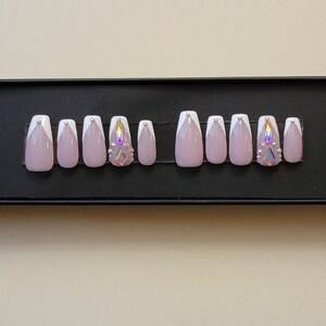 V French with Gems Press On Nails