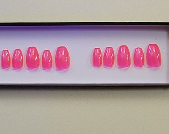 Bright Pink Jelly Press On Nails